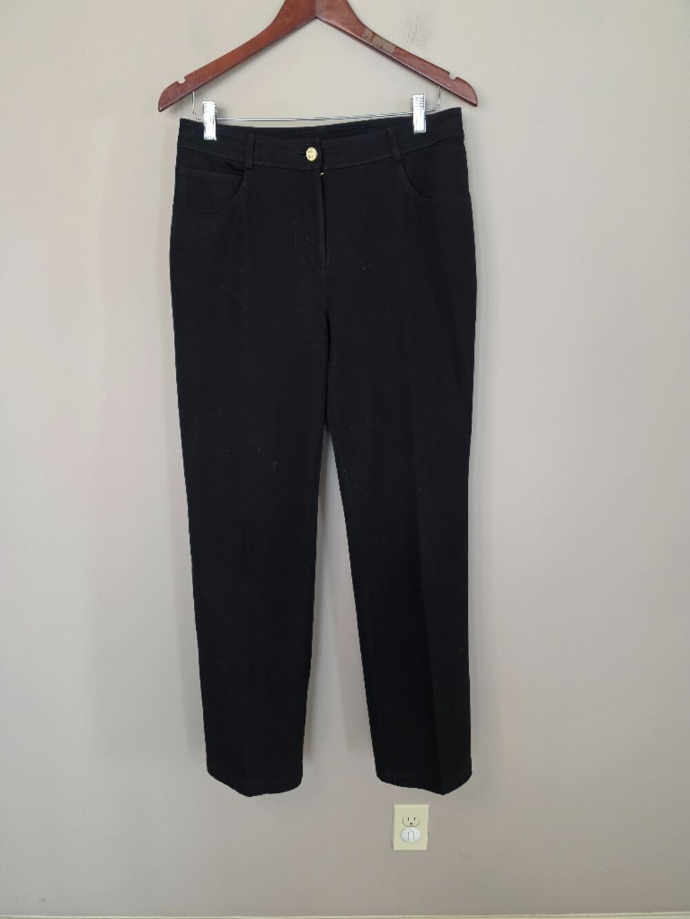 St John Sport Vintage 90s Black High Waisted Straight Leg Denim Jeans Size 8